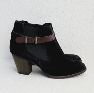 Paul Green Chelsea Black Suede Leather Buckle Booties